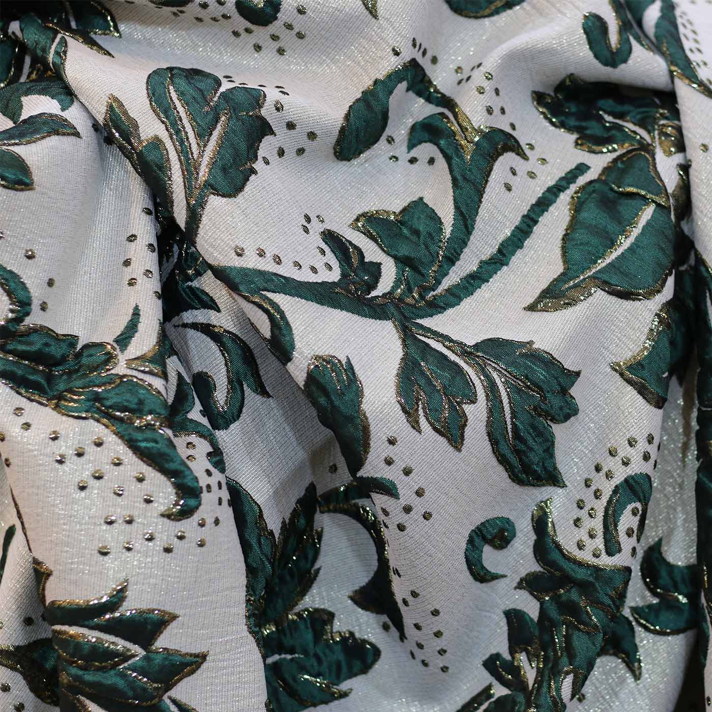 Green and Gold Floral Brocade