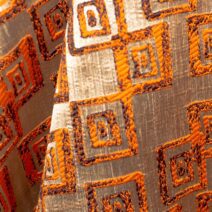 Orange and Gold Abstract Brocade Fabric