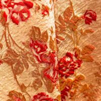 Red and Gold on Champaign Gold Floral Brocade Fabric