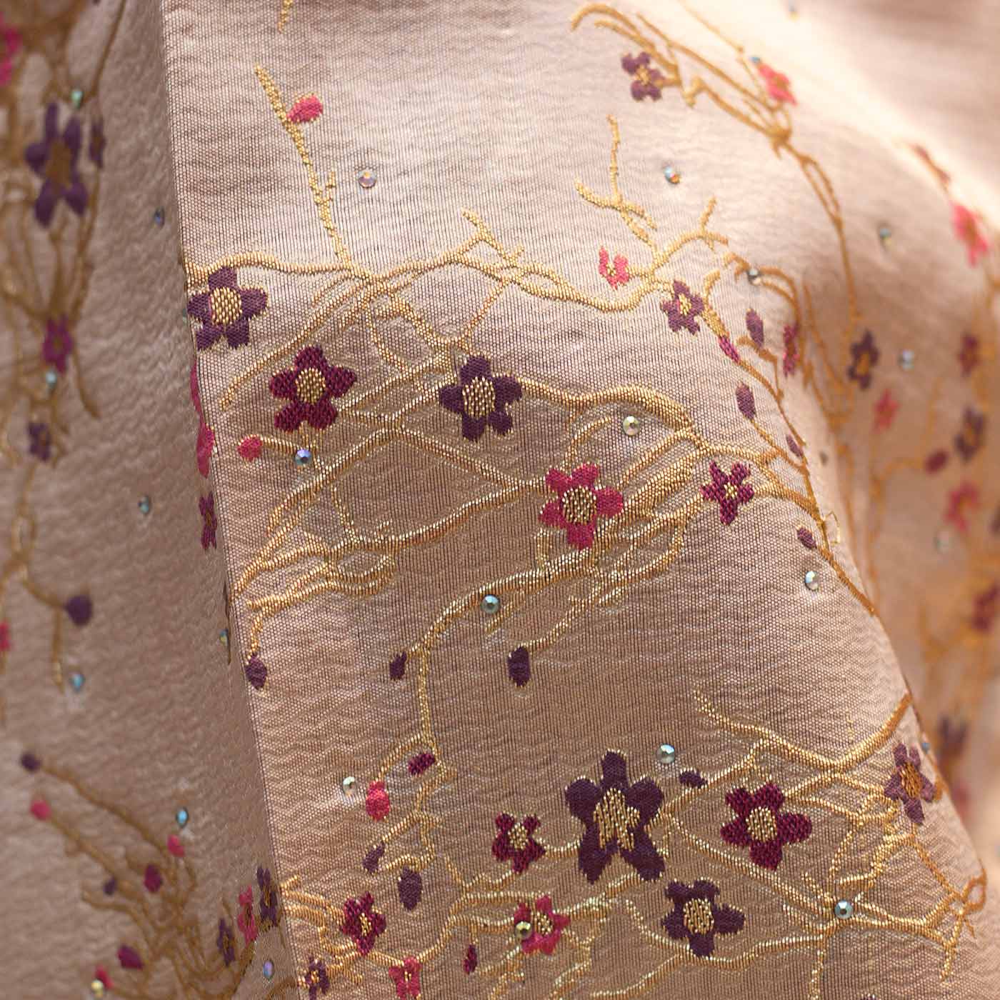 Multi Color Stone Floral Brocade Fabric