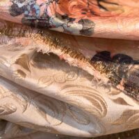 Multicolor on Cream Floral Brocade Fabric