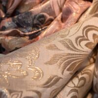 Multicolor on Cream Floral Brocade Fabric