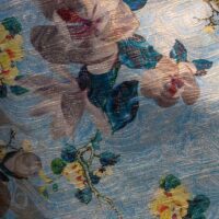 Multicolor on Teal Floral Brocade Fabric