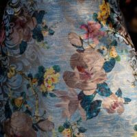 Multicolor on Teal Floral Brocade Fabric