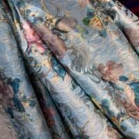 Multicolor on Teal Floral Brocade Fabric
