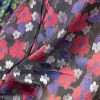 Multicolor on Black Floral Brocade Fabric