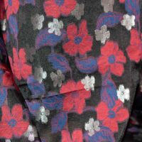 Multicolor on Black Floral Brocade Fabric