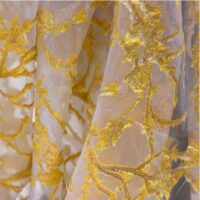 Yellow and Gold Floral Organza Brocade Fabric