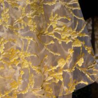 Yellow and Gold Floral Organza Brocade Fabric