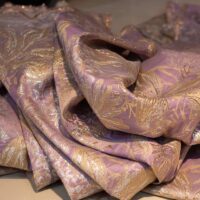 Gold and Silver on Lilac Floral Brocade Fabric