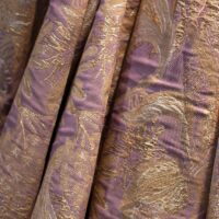 Gold and Silver on Lilac Floral Brocade Fabric