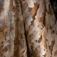 Coffee Brown and Gold on Cream Floral Brocade fabric