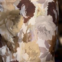Coffee Brown and Gold on Cream Floral Brocade fabric