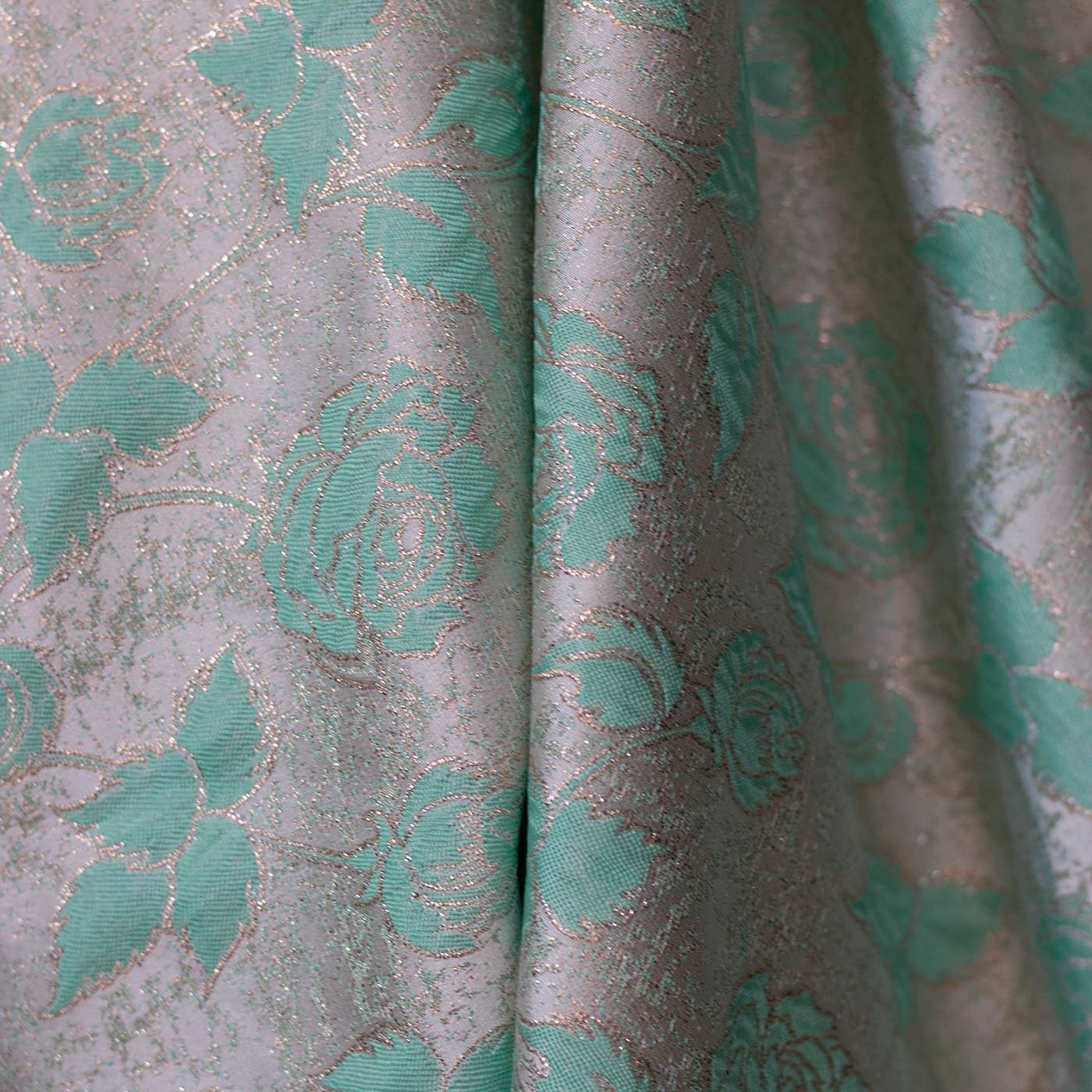 Lemmon Green Floral Brocade Fabric