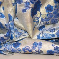 Blue and Gold Floral Brocade Fabric