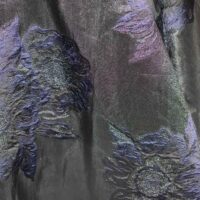 Black and Navy Blue Floral Brocade Fabric