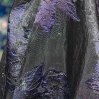 Black and Navy Blue Floral Brocade Fabric