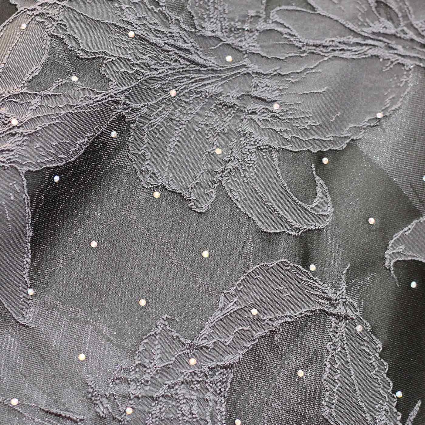 Black and Grey Crystal Stone Brocade fabric