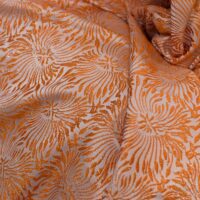 Orange Abstract Floral Brocade Fabric