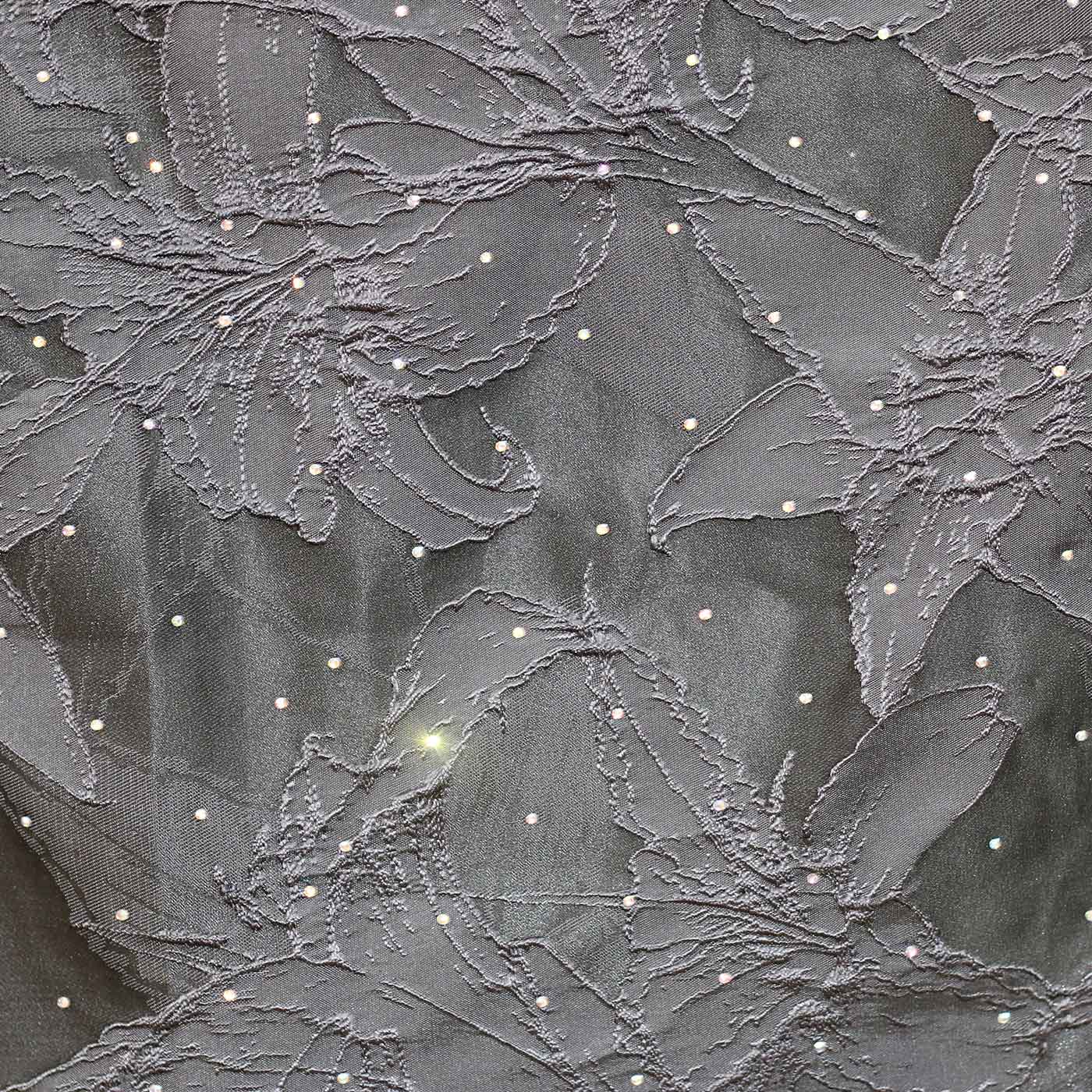 Black and Grey Crystal Stone Brocade fabric