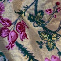Pink and Green on Gold Floral Brocade