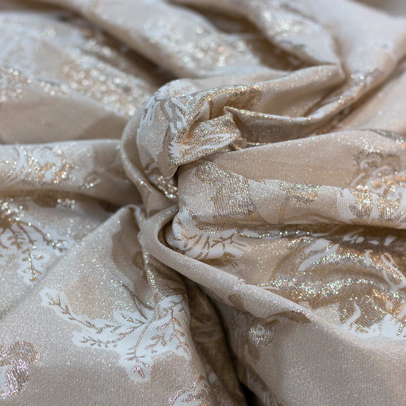 Champaign Gold Floral Brocade Fabric
