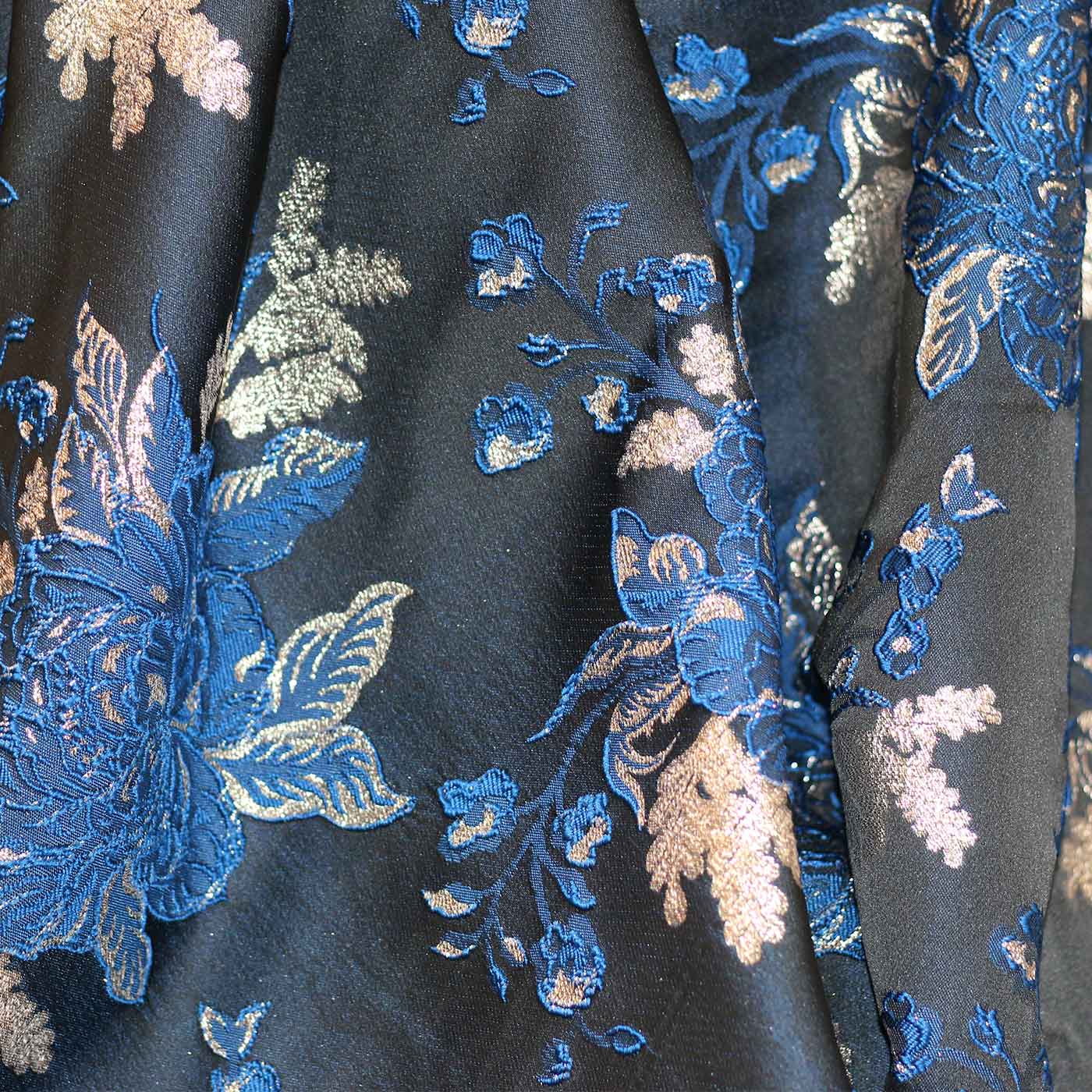 Royal Blue and Gold Floral Brocade