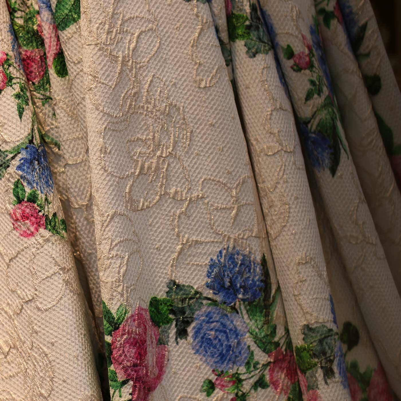 Multi-color Floral Jacquard Brocade Fabric