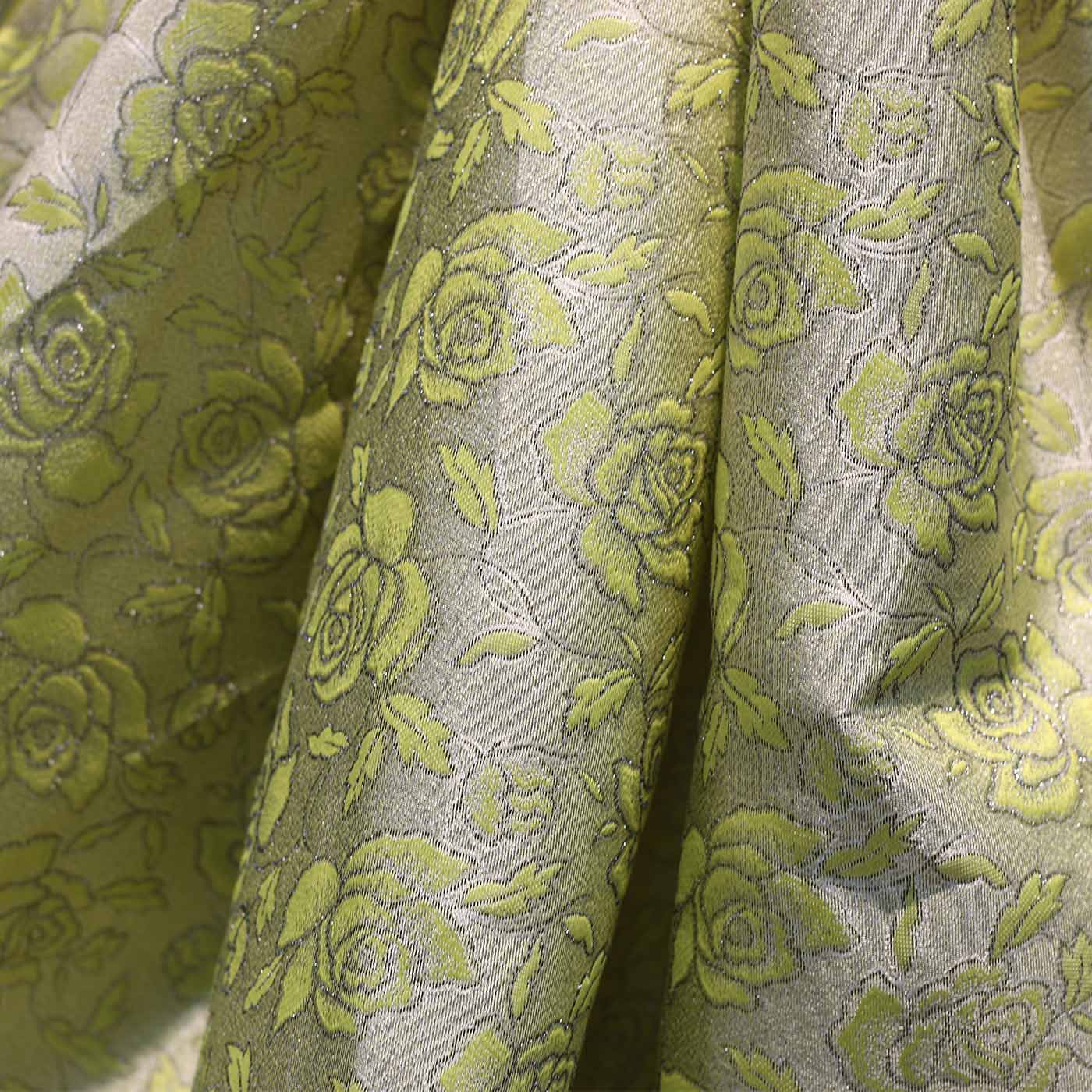 Lemon Yellow Floral Brocade fabric