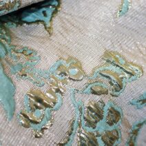 Gold and Sea Green Floral Brocade