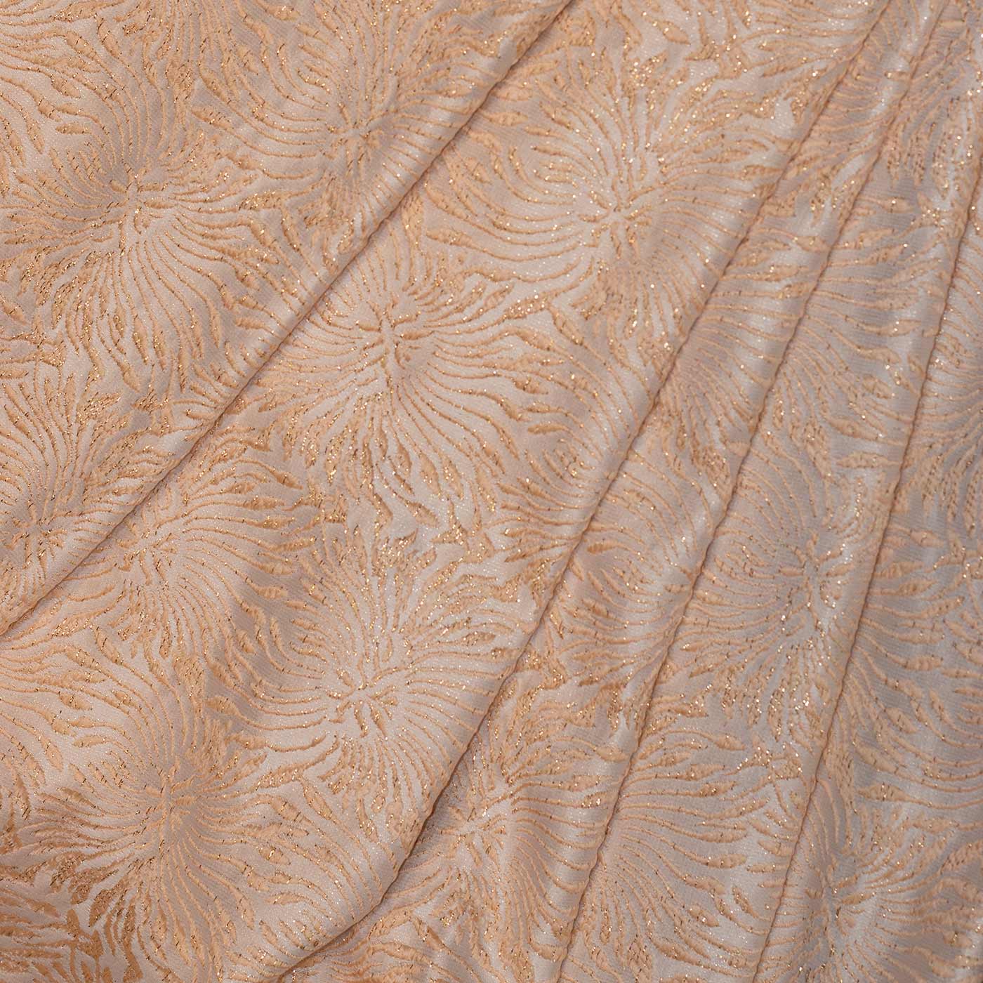 Peach Abstract Design Brocade Fabric