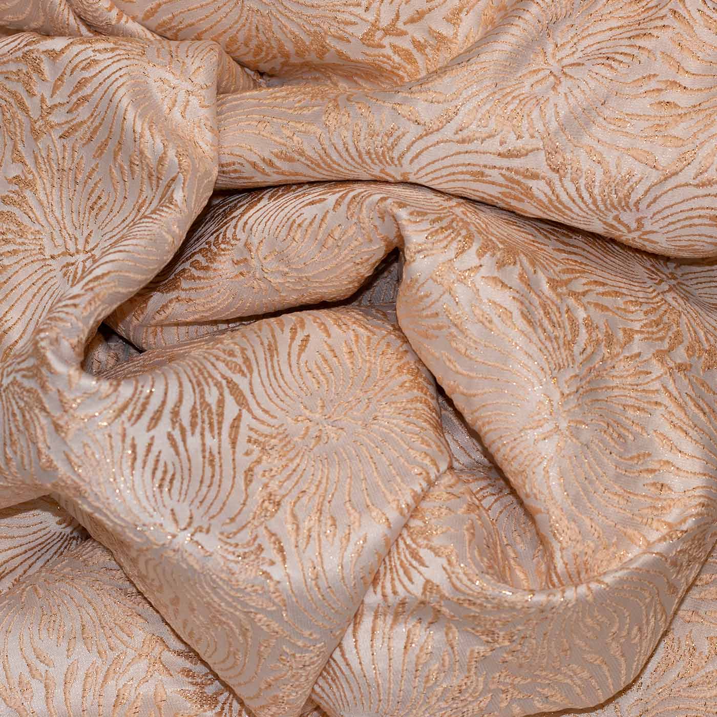Peach Abstract Design Brocade Fabric