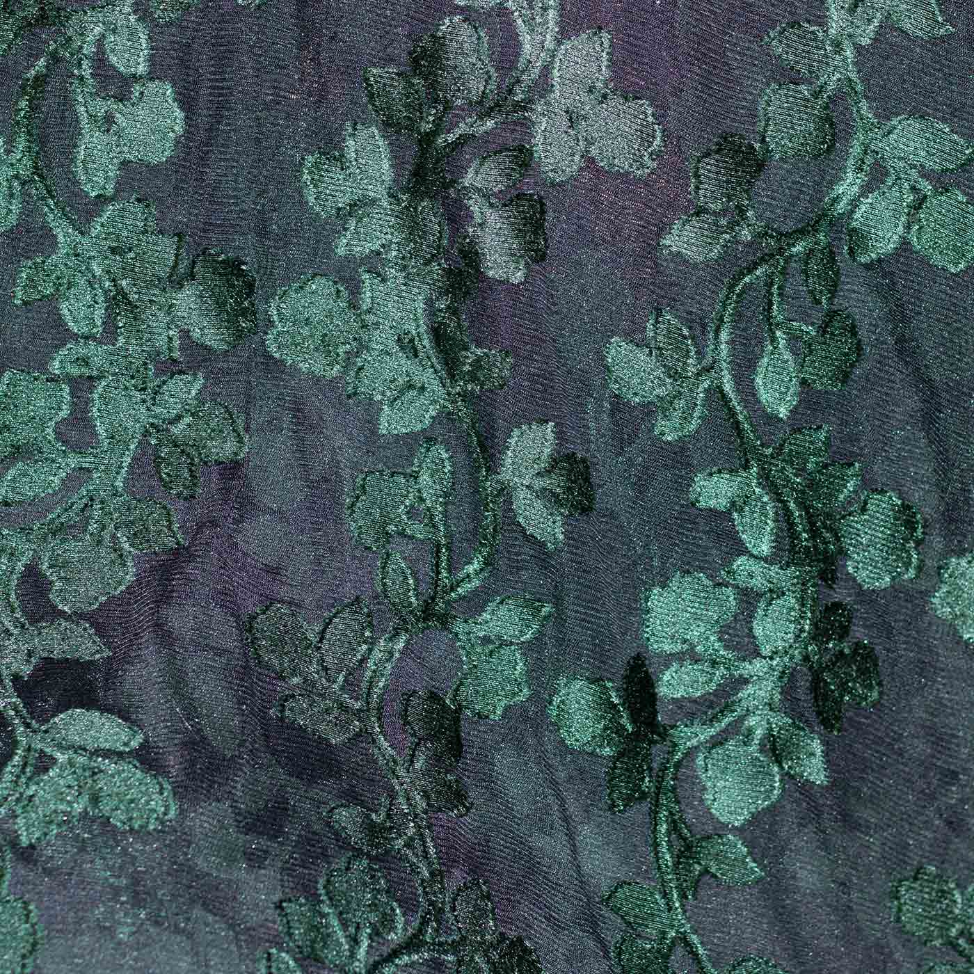 Green and Black High Quality Crushed Floral Velvet