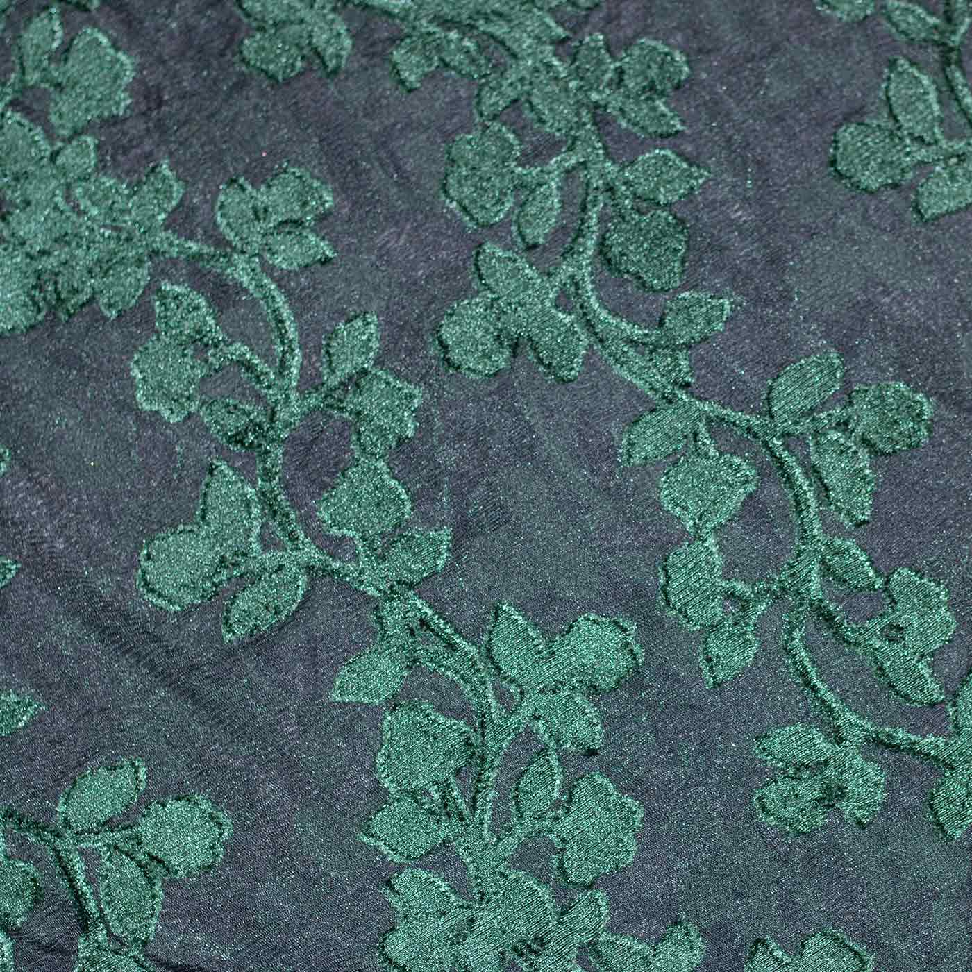Green and Black High Quality Crushed Floral Velvet