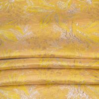 Yellow and Silver Floral Brocade Fabric