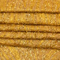 Gold Shimmer Embroidered Brocade Fabric with Stones