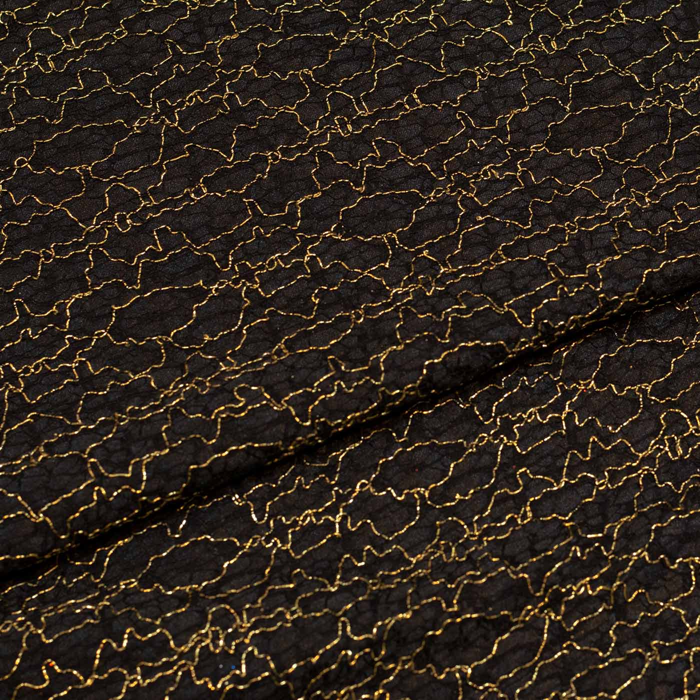 Black and Gold Embroidered Fabric