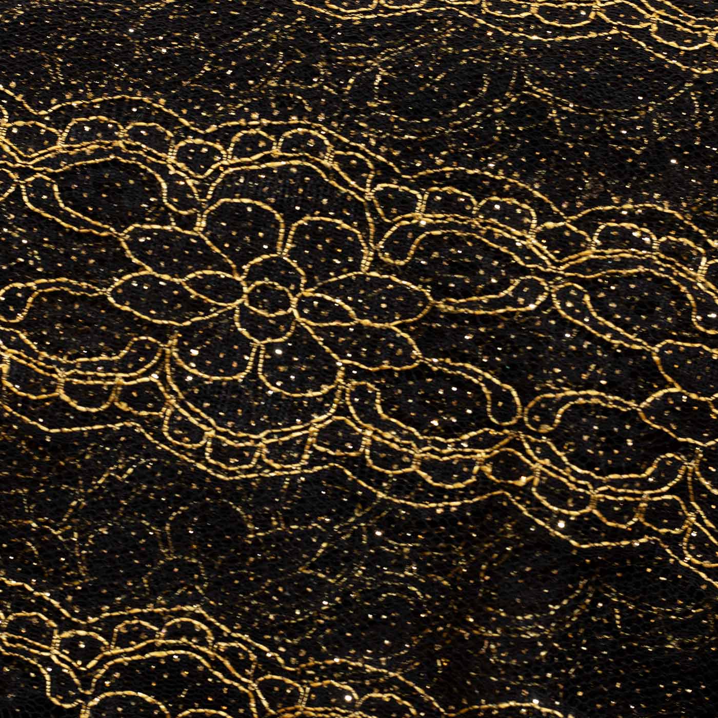 Black and Gold Shimmer Embroidered Fabric