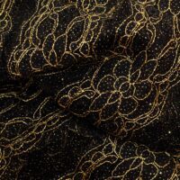 Black and Gold Shimmer Embroidered Fabric