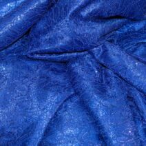 Blue Embroidered Sequin Fabric