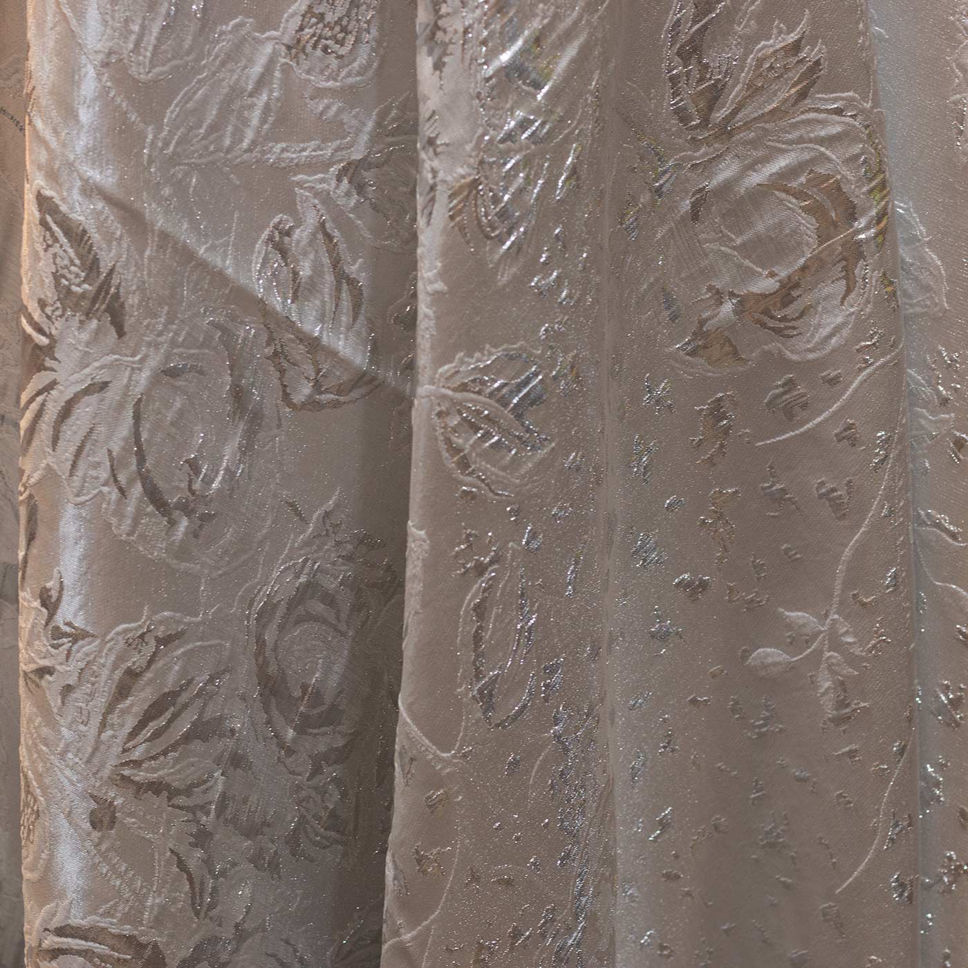 Floral Silver Brocade Fabric