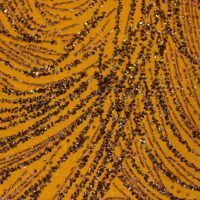 Yellow Shimmer Embroidered Brocade Fabric with Crystal Stones