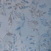 Silver and Powder Blue on Sky Blue Floral Brocade Fabric