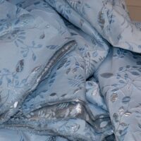 Silver and Powder Blue on Sky Blue Floral Brocade Fabric