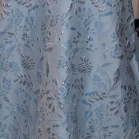 Silver and Powder Blue on Sky Blue Floral Brocade Fabric