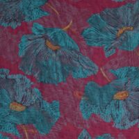 Wine and Green Floral Printed Chiffon
