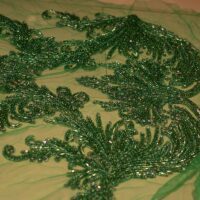 Green Handbeaded Rhinestone Crystal Applique (Front/Desk panel)
