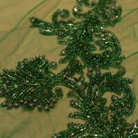 Green Handbeaded Rhinestone Crystal Applique (Front/Desk panel)