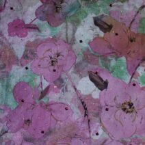 Pink and Green Mini Crystal Glass Floral Organza Fabric