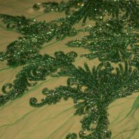 Green Handbeaded Rhinestone Crystal Applique (Front/Desk panel)
